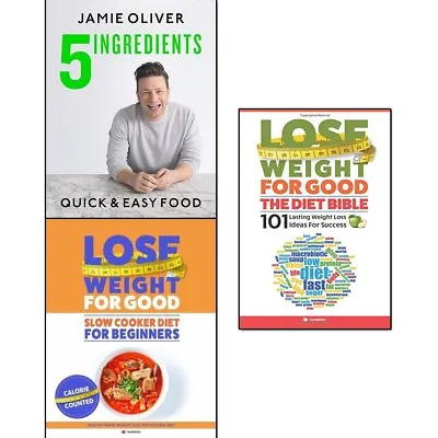$47.55 • Buy Jamie Oliver 5 Ingredients, Slow Cooker Diet And Diet Bible 3 Books Set Pack NEW