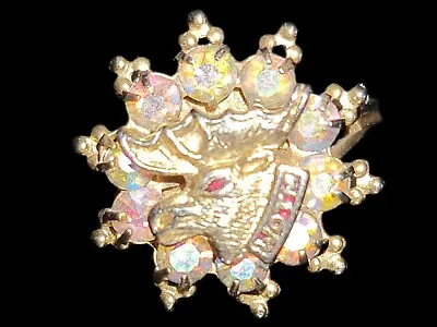 Vintage Women's Of The Moose Gold Tone With Rhinestones Ring Size 5.5 WOTM • $49.95