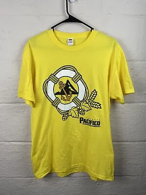 Vintage Cerveza Pacifico T Shirt Men’s Size Medium Mexico Cerveza Yellow • $10