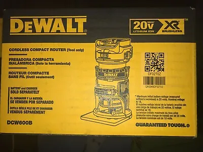 £219.99 • Buy +DEWALT DCW600B Cordless Router 20V MAX XR Compact Trimmer - Tool Only 2022 New