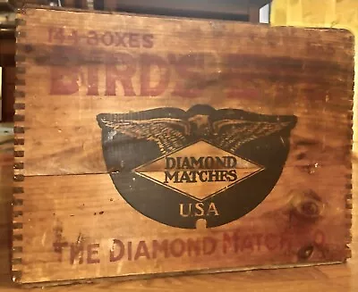 Antique Matches Wood Crate Diamond Birds Eye Matches Old Tongue And Groove • $30