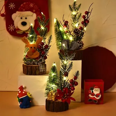 Mini Wooden Led Christmas Tree Desk Table Decoration Gift Cute Xmas Decor CZ • $12.36