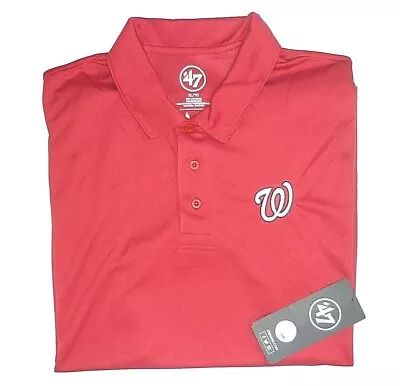 '47Brand Washington Nationals Baseball Men L/G Embroidered Red Polo Shirt New • $22.45