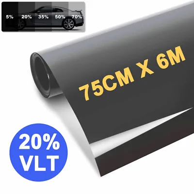 Window Tint Film 20% VLT Black Roll 75cm X 6m Car Privacy Removable 750mm X 6m • $23.99