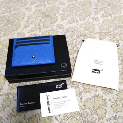 MONTBLANC M_Gram 4810 Leather Compact Credit Card Holder 6cc Blue Made In Italy • $360.31