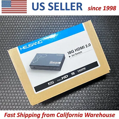 18G HDMI 2.0 3x1 Switch 3-Port 3D HD 4K 3 Selector Splitter With IR Remote NEW • $12.99