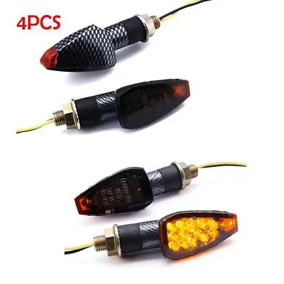 4X Carbon Motorcycle LED Turn Signals Blinkers Amber Light For Suzuki DRZ400SM • $18.55