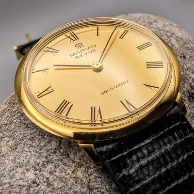 £350.99 • Buy Marvin Revue Gents Black And Gold Watch