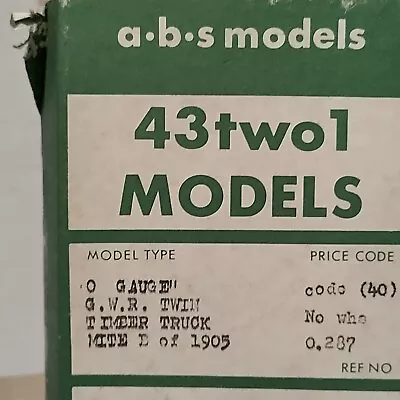 Gwr Twin Tmber Truck O Gauge Kit Abs • £10