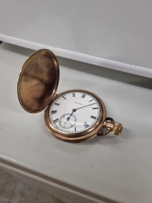 £18 • Buy Vintage Elgin Gold Plated Full Hunter Pocket Watch Working 