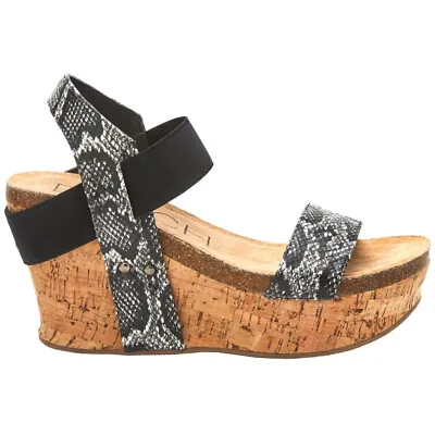 BEACH By Matisse Point Break Snake Wedge  Womens Black Brown Grey Casual Sanda • $14.99