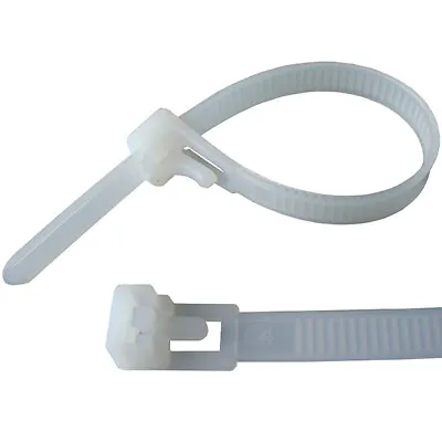 Releasable / Reusable Cable Ties Black Clear Colour Nylon Plastic Zip Tie Wraps • £3.79