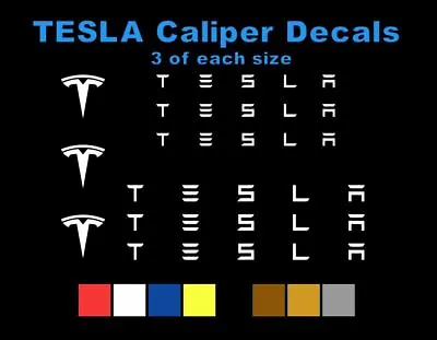 9 White TESLA Brake Caliper Vinyl Decals Stickers Heat Resistant  • $7.99