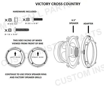5.25 TO 6.5 Motorcycle Speaker Adapter Pair Rings Fits Victory XC Cross Country • $27.99