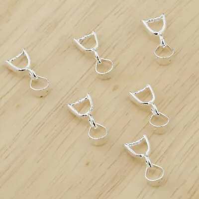 50pcs Silver Pendant Pinch Bail Connector Clasp For Necklace DIY Accessories • £3.83