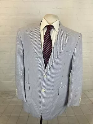 SPRING/SUMMER SEERSUCKER Stafford Men's Blue Cotton Blazer 42S $495 • $250.12