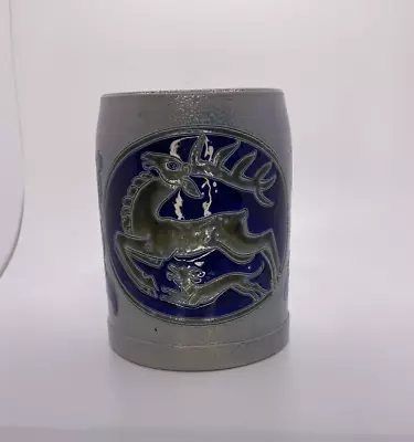 Reinhold Merkelbach Stein Stag Cobalt Blue Stoneware Vintage • $50