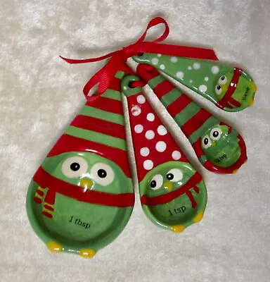 Pier One Christmas Owls Measuring Spoons Set/4 New No Tags • $12.50