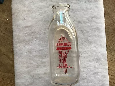 LIEBLANG’S DAIRY 1953 Quart Milk Bottle Trenton New Jersey • $29.95