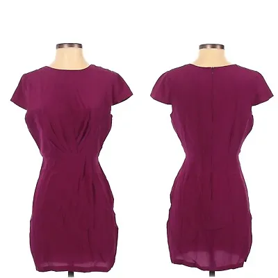 MYNE By Ashley Ann Women’s Silk Dress Blouson Short Sleeve Berry Size 2 • $39.99