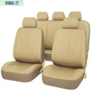 9pcs Set PU Leather Car SUV Standard 5-Seat Covers Cushion Beige Universal • $45.98