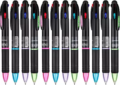 12 Pcs Multicolor Ballpoint Pens 4 In 1 Retractable Ballpoint Pens 4 Colors • $18.26