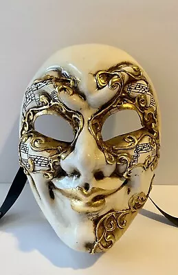 Vintage Venetian Music  Face Mask Gold Joker Made In Italy Hand Painted Venezia • $39.99