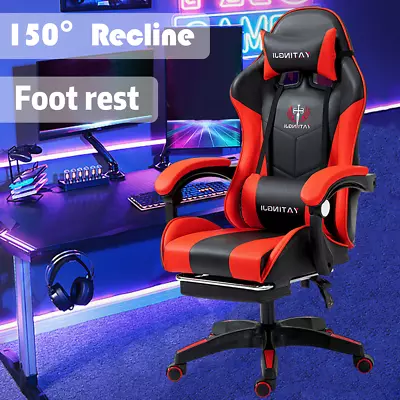 Gaming Chair Racing Computer PC Office Work Seat Reclining Footrest AU • $129.95