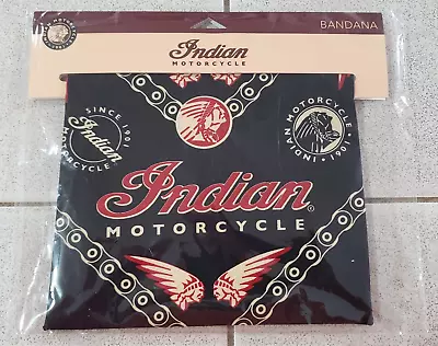 Indian Motorcycle Bandana Since 1901 Logo Chain Black Red Tan 23  NEW • $18.95