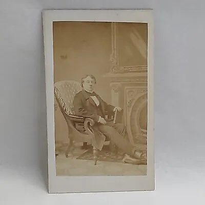 £6.95 • Buy Victorian Early CDV Photo Rich Gentleman Seated Next To Fire Place & Mirror Rug