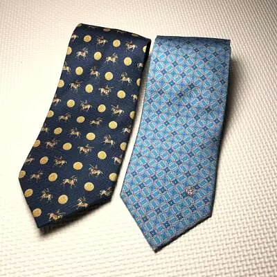 BURBERRY VERSACE MEN'S TIE 100% Silk 142/94 150/84 Lot Of 2 Used Authentic  V_1 • $20.50