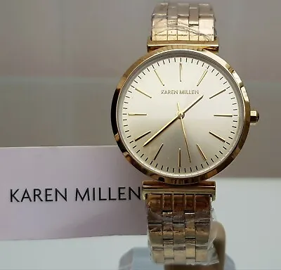 KAREN MILLEN Gold Plated Bracelet Ladies Women Watch RRP £169 NEW (KM25 • £49.99