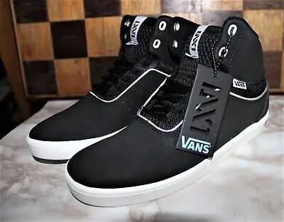 Vans Boys Lxvi Stat Hi Top Sneaker Black/White Size UK 3 EUR 35 USA 4 22cm • £49