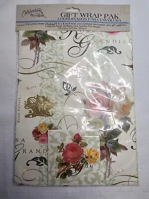 Vintage Craft/Gift Wrap Paper Single Jumbo Sheet&1 Card- For You Roses 30inx29in • $6.50