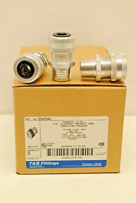 Box Of 25 T&B 2920AL 1/2  Aluminum Cord Connector Range .125-.375 Dia. UL & CSA • $24.95