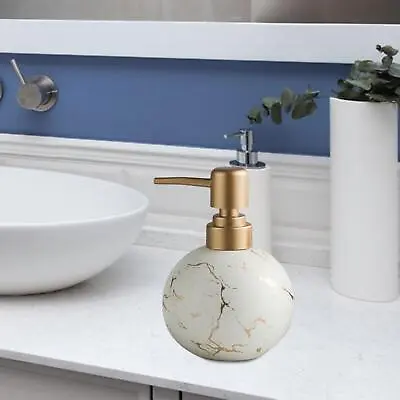 Ceramic Soap Dispenser Hand Wash Shampoo Home Bathroom Pump Lotion Bottle White • £14.20