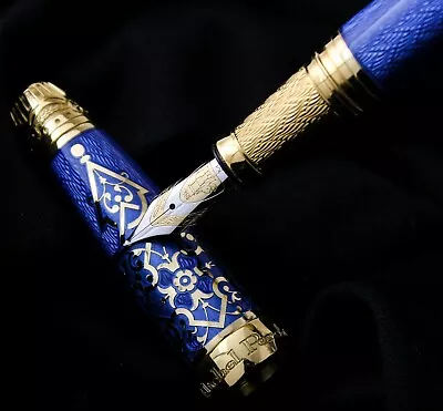 Michel Perchin Russian Brilliant Blue Vermeil LE Fountain Pen - #5/10 • $10500
