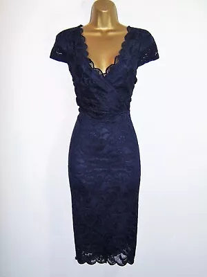 £3.20 • Buy Lipsy Beautiful Navy Blue Lace Evening Party Occasion Dress Size 20