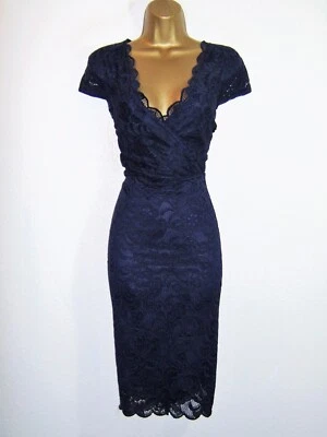 £3.20 • Buy Lipsy Beautiful Navy Blue Lace Evening Party Occasion Dress Size 20