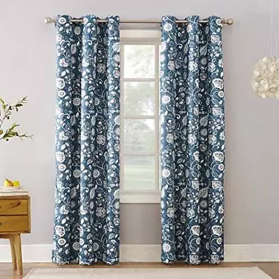 Jorah Botanical Print Thermal Insulated Energy Efficient Grommet Curtain Pane... • $19.19