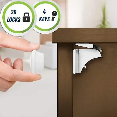 £24.99 • Buy 20 Locks 4 Keys Invisible Magnetic Baby Child Safety Lock Baby Proofing Cupboard