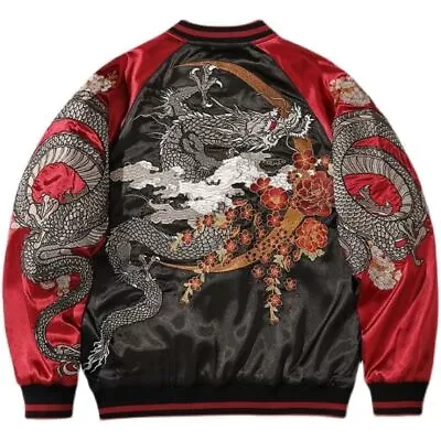 Men Punk Hip Hop Japan Sukajan Reversible Jacket Embroidered Men Short Jacket • $72.89