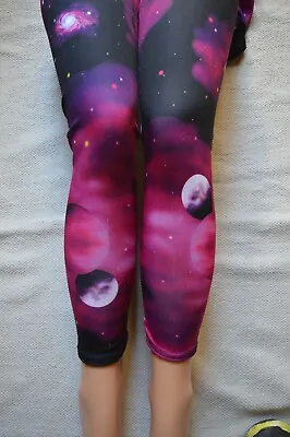 Galaxy Leggings S/M UK 8-10 Yoga Purple Supercool Steampunk • £14.99