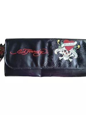 ED Hardy Love Kills Slowly Audigier Handbag Clutch NWT Black New Ed Hardy • $22