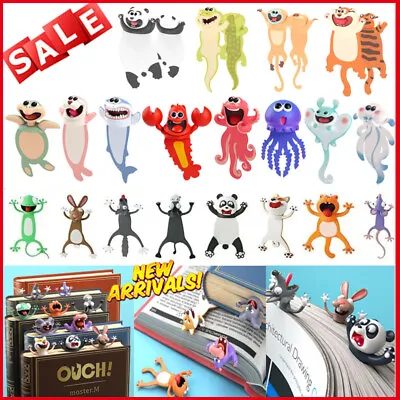 Creative 3D Bookmarks Funny Cartoon Animal Style Book Markers School Supplies • £5.66