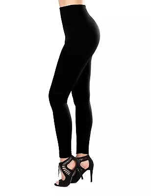 SATINA Black High Waisted Leggings Tummy Control & Compression One Size... • $9.40