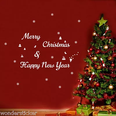 Merry Xmas & Happy New Year Wall ART Home Vinyl Wall Sticker/Decal- High Quality • $5.90