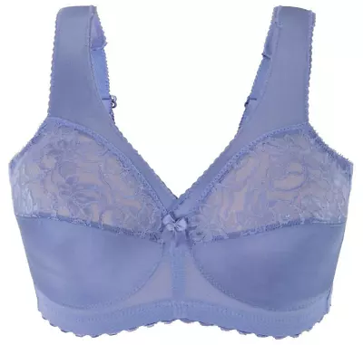 Glamorise MAGIC LIFT Bra 46C (COMFORT-STRAPS) Wireless (SUPPORT) LACE Blue NEW • $23.50