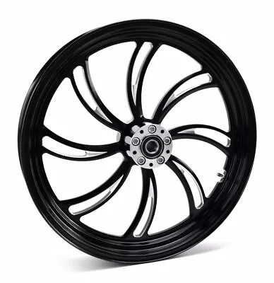 Black Vortex 21  3.5  Billet Mag Front Wheel Rim Harley Custom Single Disc 84-07 • $499.95