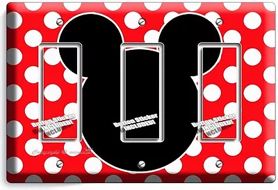 Mickey Mouse Ears Polka Dots Triple Gfci Light Switch Wall Plate Cover Baby Room • $25.99